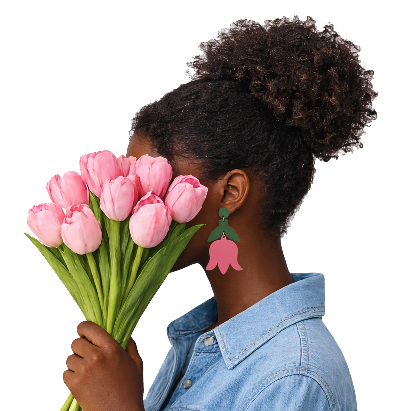TULIP DROP EARRINGS | PINK FLORAL
