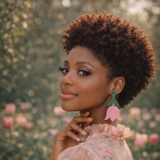 TULIP DROP EARRINGS | PINK FLORAL