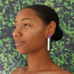 Black and white shop statement earrings