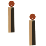 Geometric color blocked statement earrings in neutral brown shades by the brand SCOTCHBONNET.
